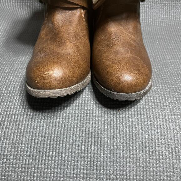 Maurices Helen Foldover Boots Womens Size 9M Brown Faux Leather Stacked Heel - Picture 3 of 12